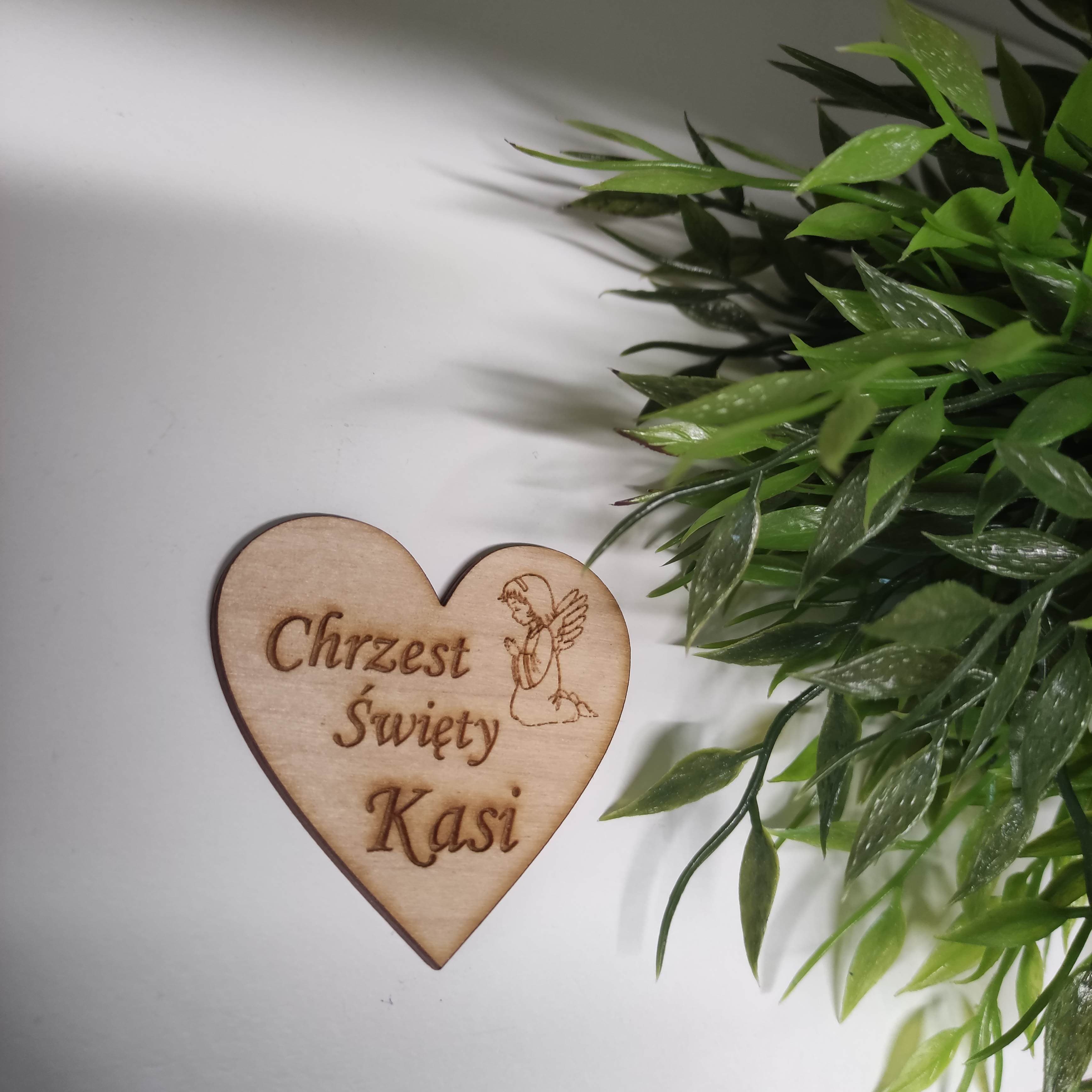 Magnes drewniany serce