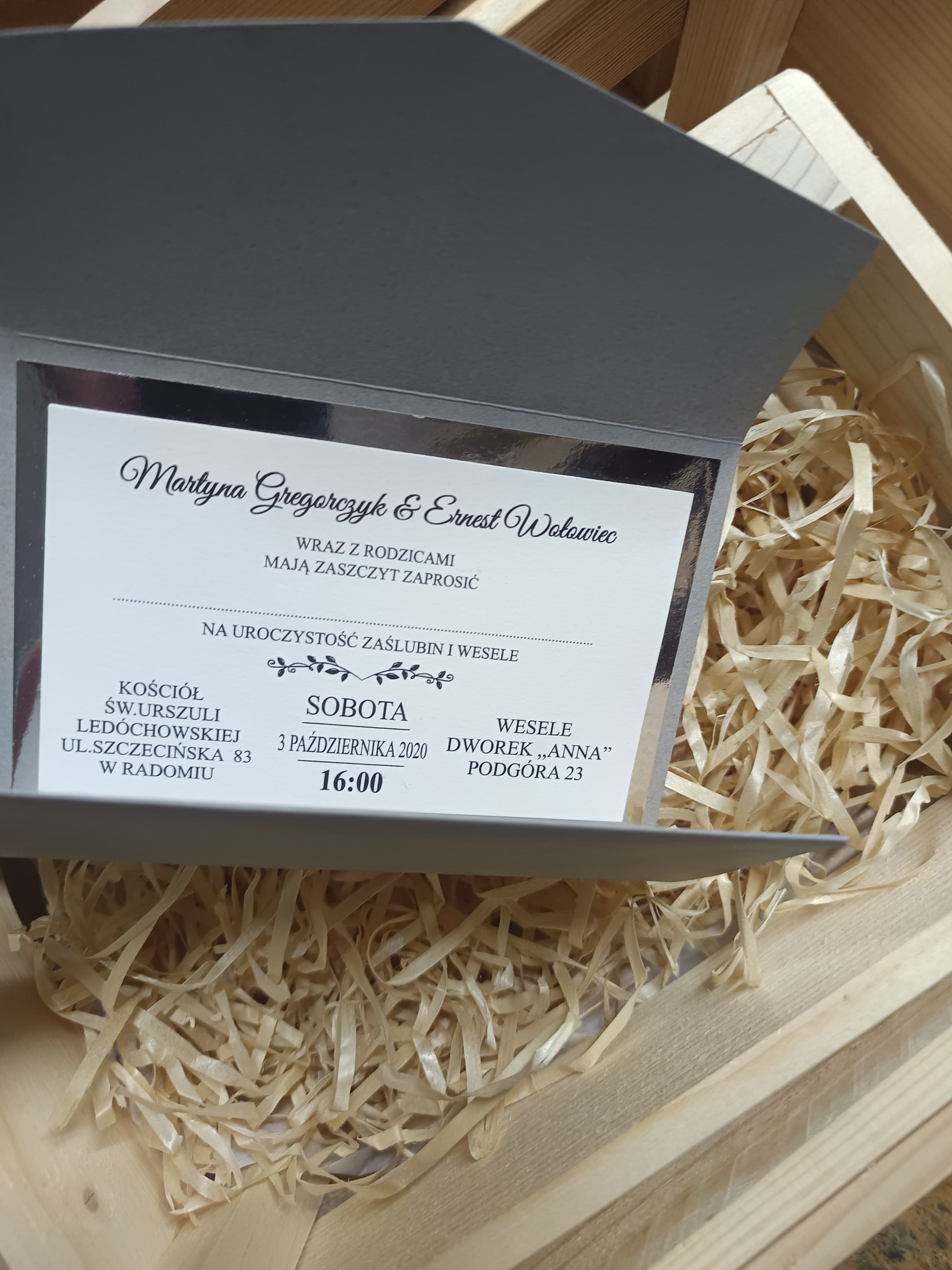 Zaproszenie koperta wkładka