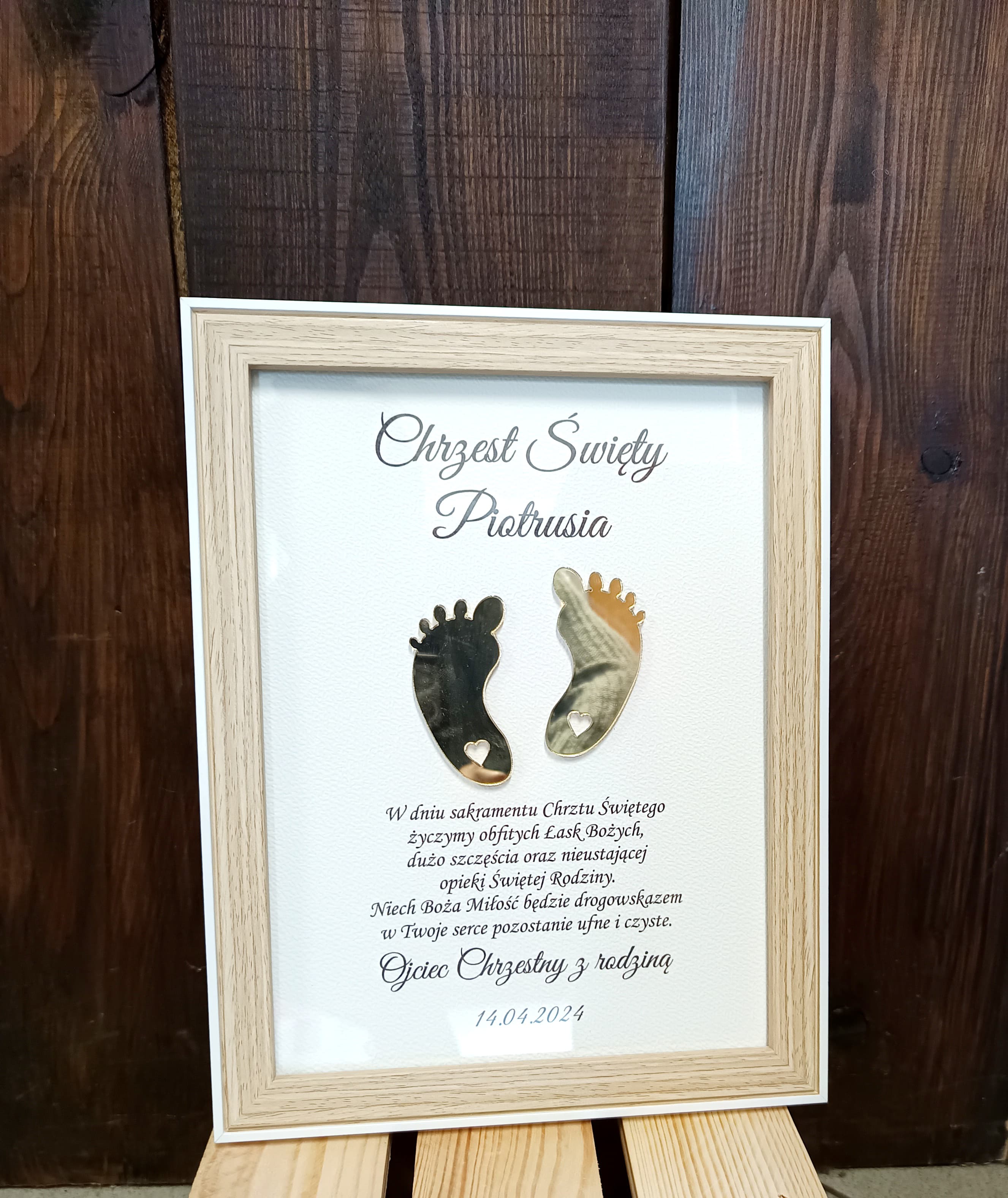 Ramka na Chrzest - złote
