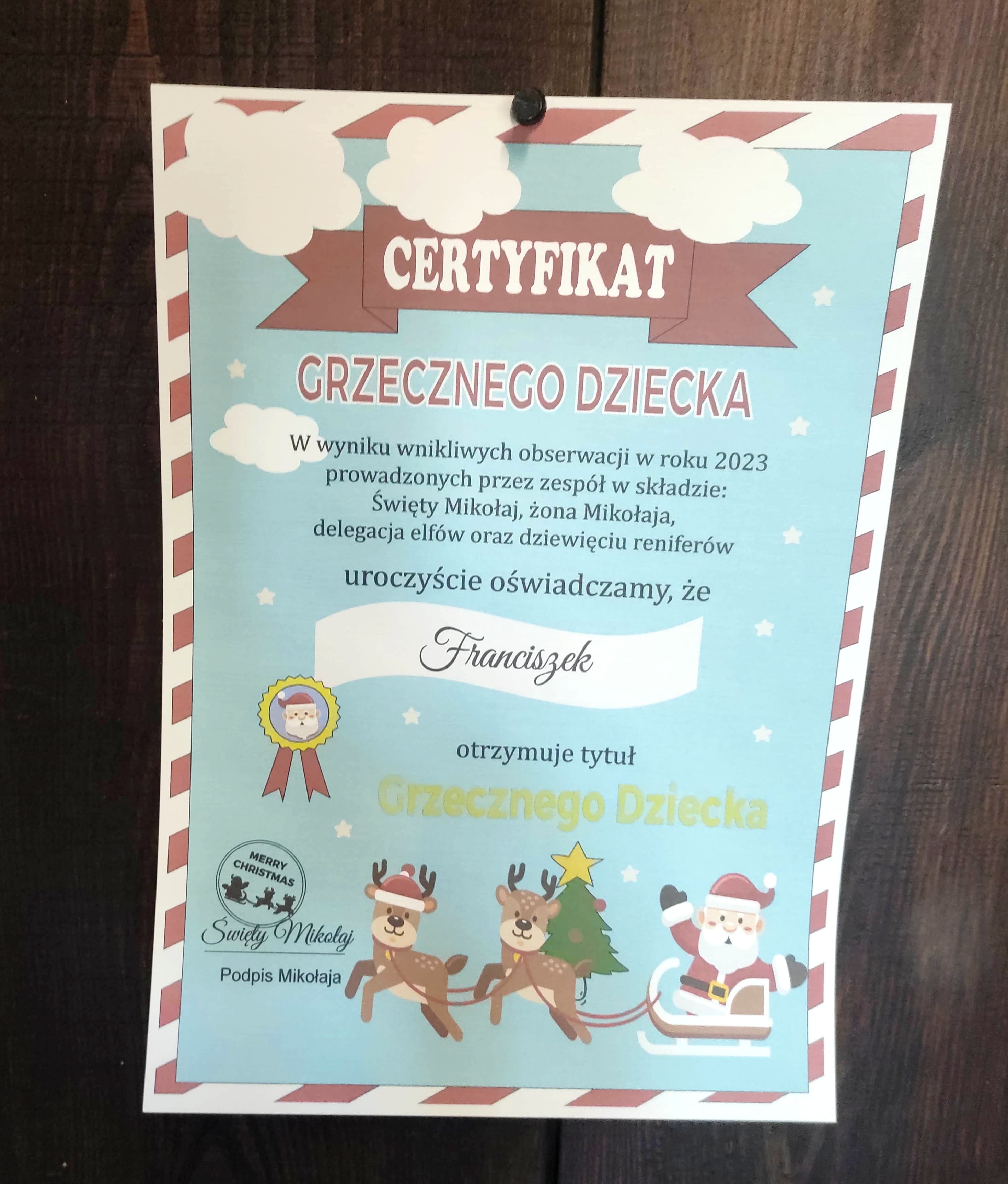 Certyfikat Grzecznego dziecka