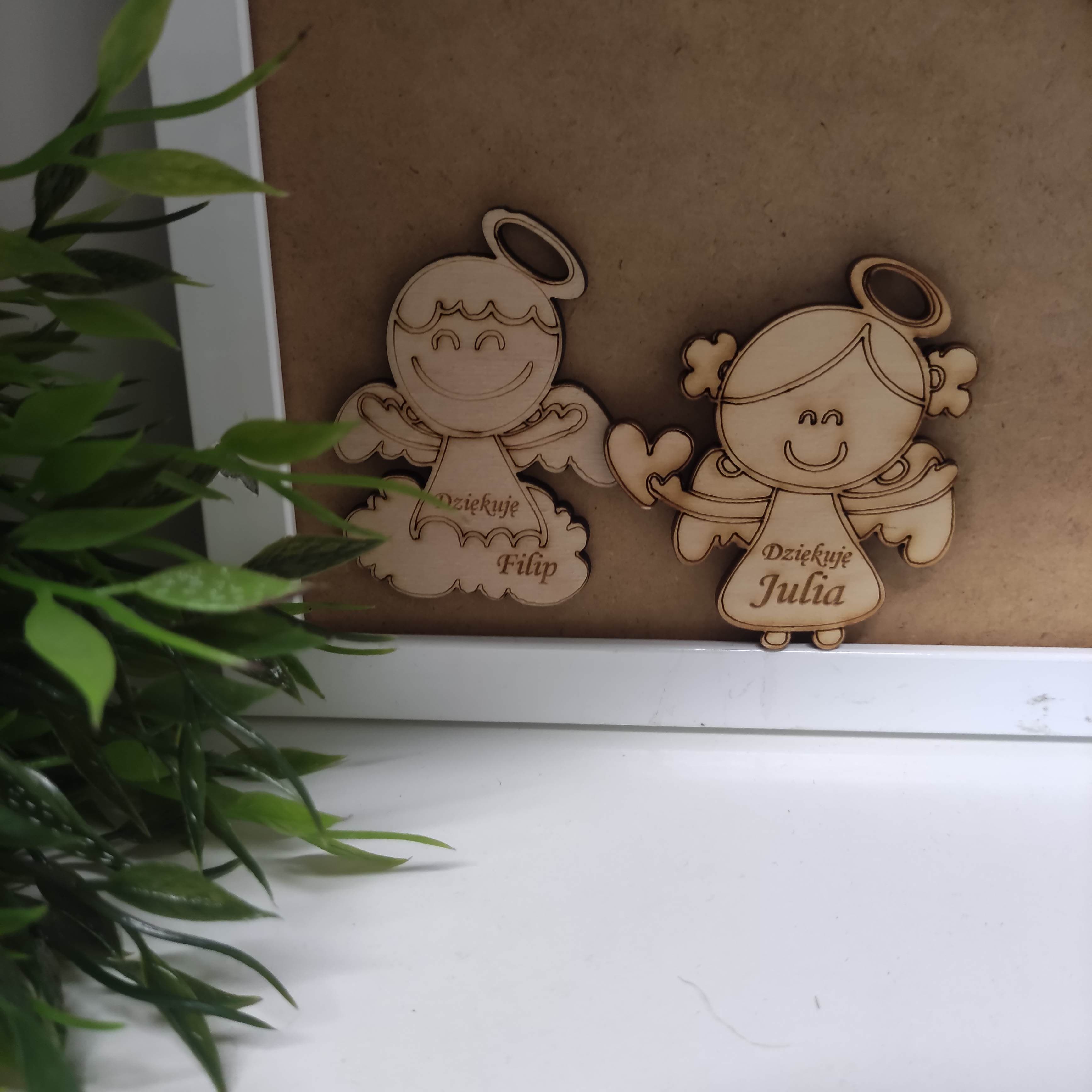 Magnes drewniany aniołki