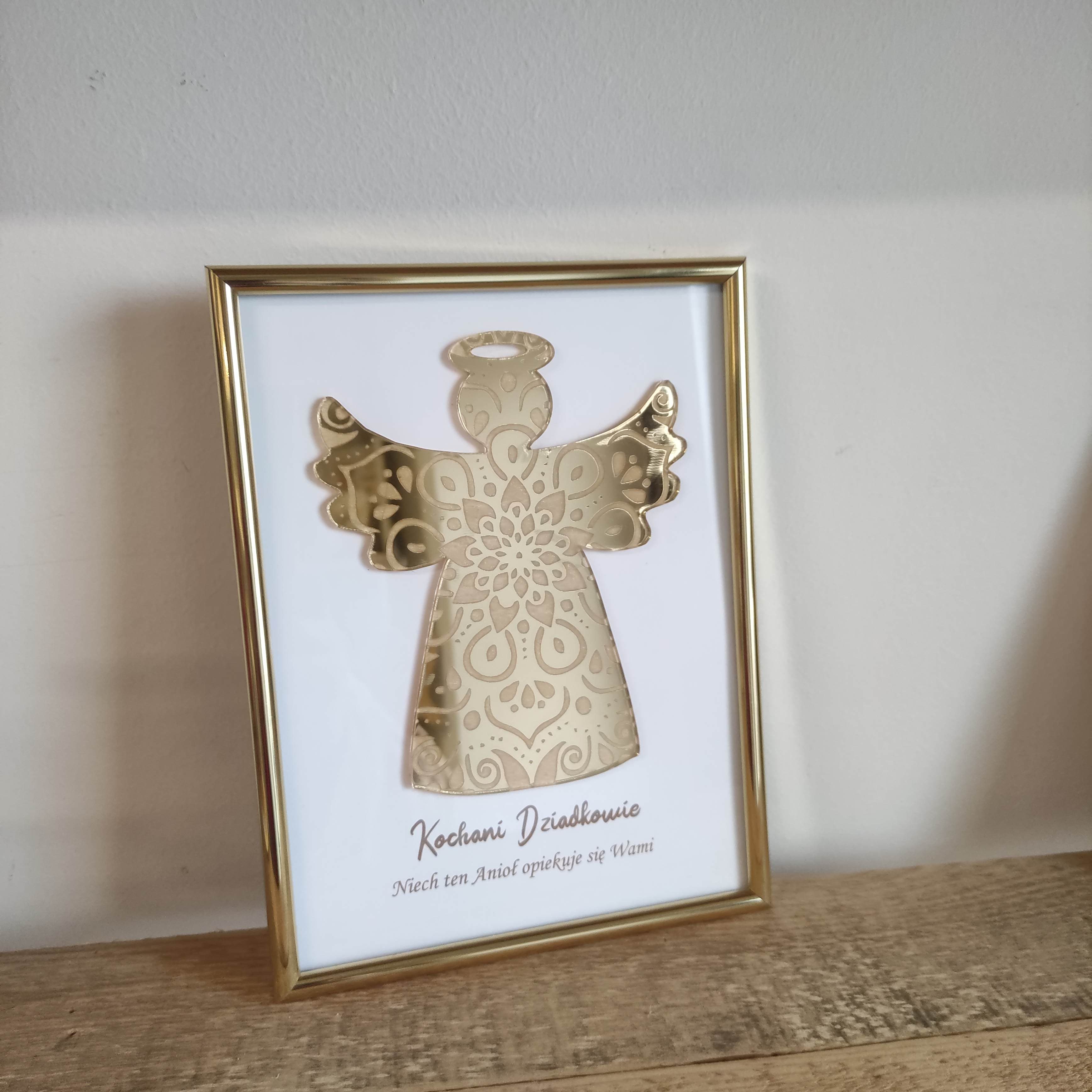 Ramka A5 Anioł złoty
